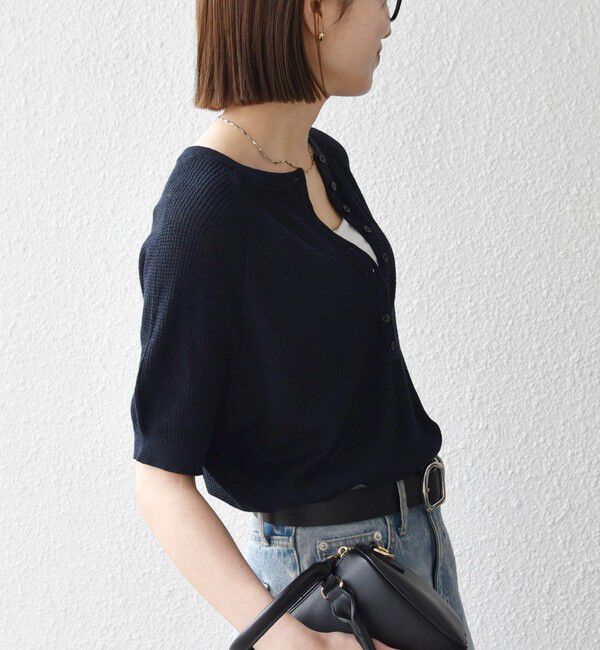 SHIPS any「《予約》SHIPS any:〈手洗い可能〉リネン レーヨン ヘンリーネック プルオーバー」|ニット・セーター|