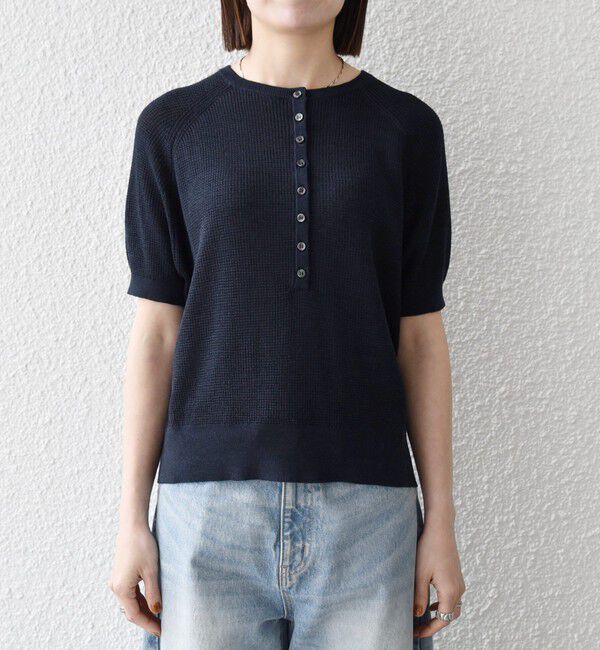 SHIPS any「《予約》SHIPS any:〈手洗い可能〉リネン レーヨン ヘンリーネック プルオーバー」|ニット・セーター|