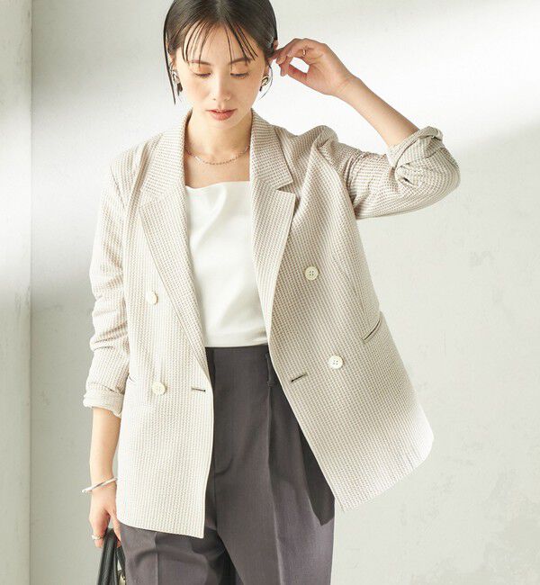 SHIPS for women「《予約》〈手洗い可能〉サッカー ダブル ブレスト ジャケット」|テーラードジャケット|ベージュ系