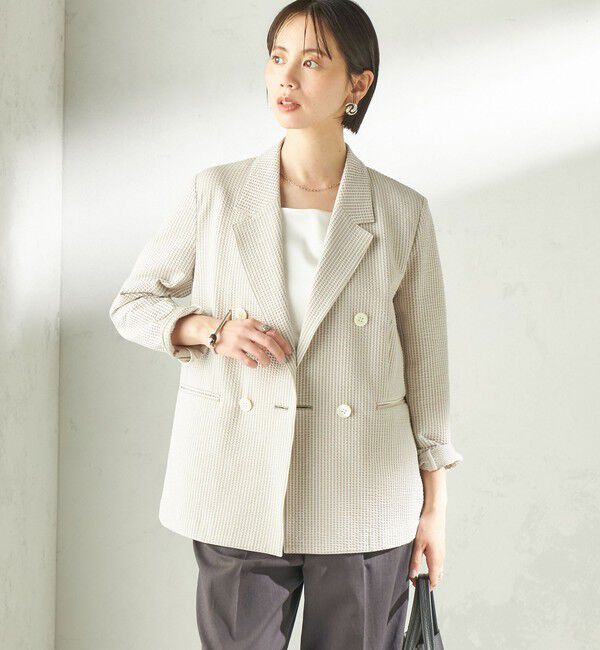 SHIPS for women「《予約》〈手洗い可能〉サッカー ダブル ブレスト ジャケット」|テーラードジャケット|