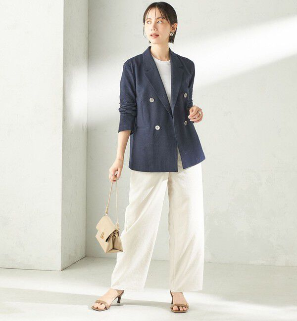 SHIPS for women「《予約》〈手洗い可能〉サッカー ダブル ブレスト ジャケット」|テーラードジャケット|