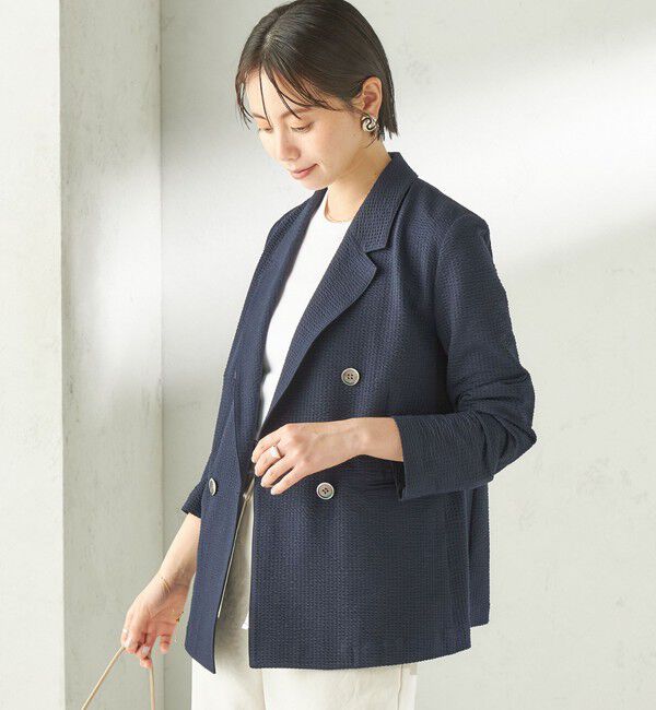 SHIPS for women「《予約》〈手洗い可能〉サッカー ダブル ブレスト ジャケット」|テーラードジャケット|