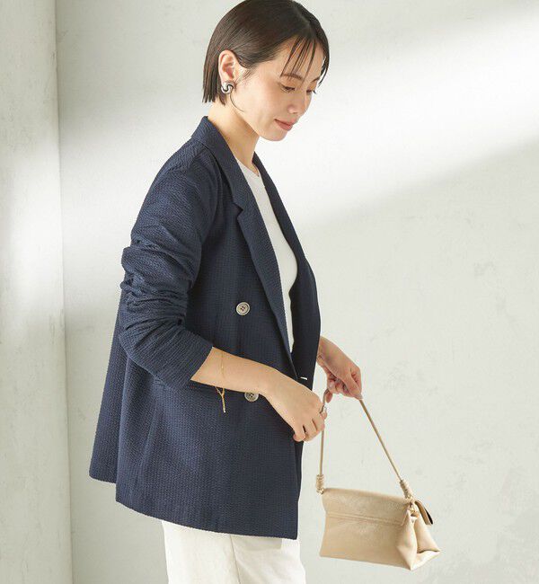 SHIPS for women「《予約》〈手洗い可能〉サッカー ダブル ブレスト ジャケット」|テーラードジャケット|