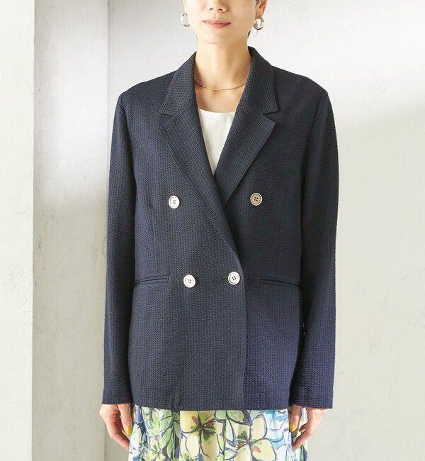 SHIPS for women「《予約》〈手洗い可能〉サッカー ダブル ブレスト ジャケット」|テーラードジャケット|