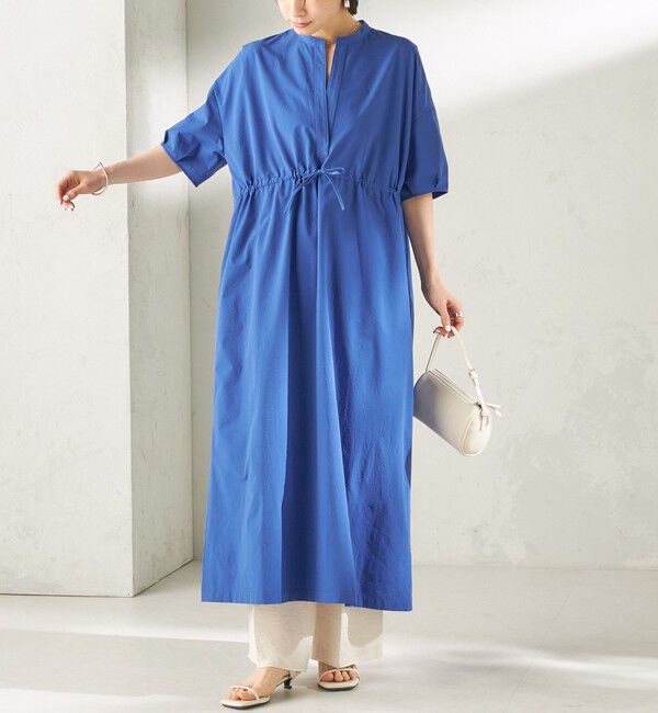 SHIPS for women「《予約》〈接触冷感 / 撥水加工〉TEXBRID(R) タフタ ウエスト 切替 ワンピース」|ワンピース|ロイヤルブルー