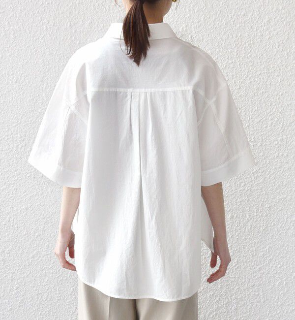 SHIPS for women「〈手洗い可能〉無地/ストライプ スキッパー サイド スリット 半袖 シャツ」|シャツ・ブラウス|