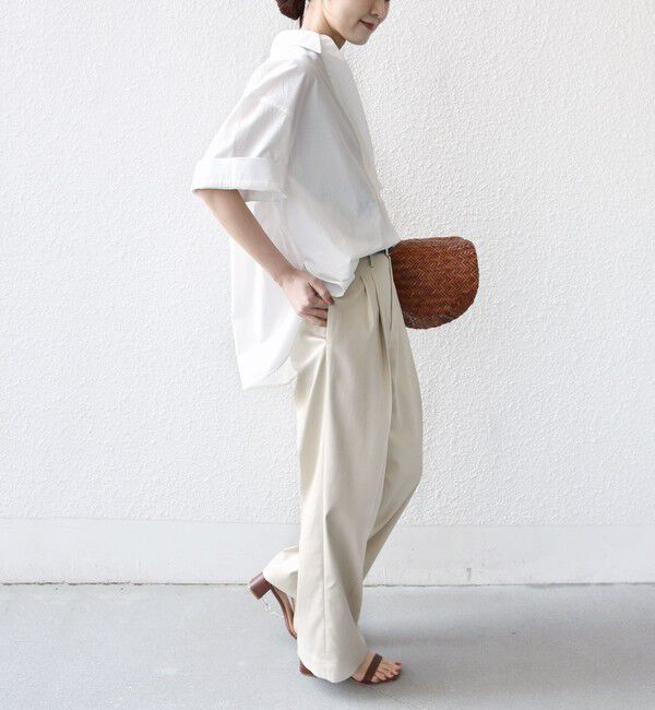 SHIPS for women「〈手洗い可能〉無地/ストライプ スキッパー サイド スリット 半袖 シャツ」|シャツ・ブラウス|