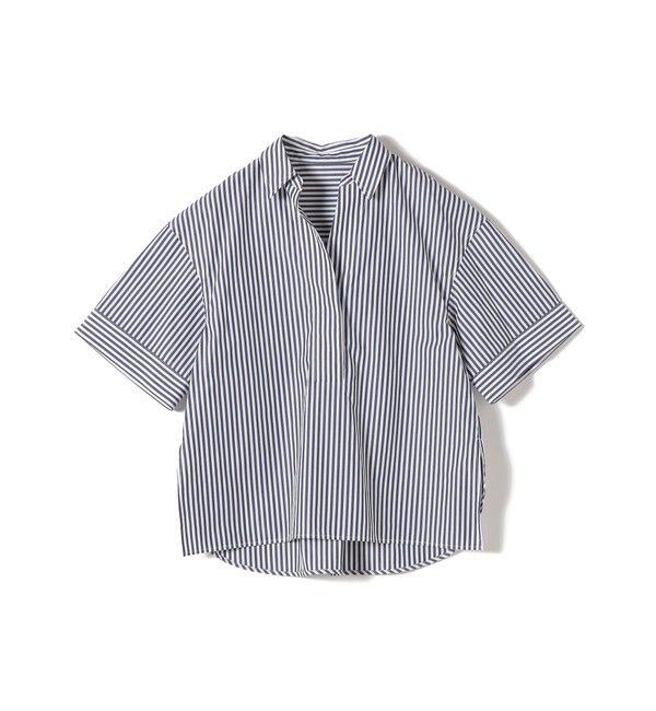 SHIPS for women「〈手洗い可能〉無地/ストライプ スキッパー サイド スリット 半袖 シャツ」|シャツ・ブラウス|