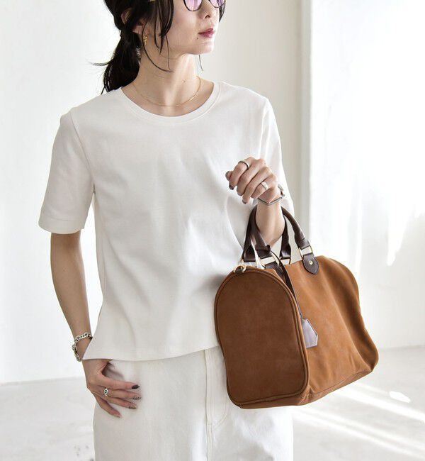 quaranciel「《予約》quaranciel:〈接触冷感/汗染み防止加工/洗濯機可能〉ベーシック コンパクト TEE」|Tシャツ・カットソー|ホワイト