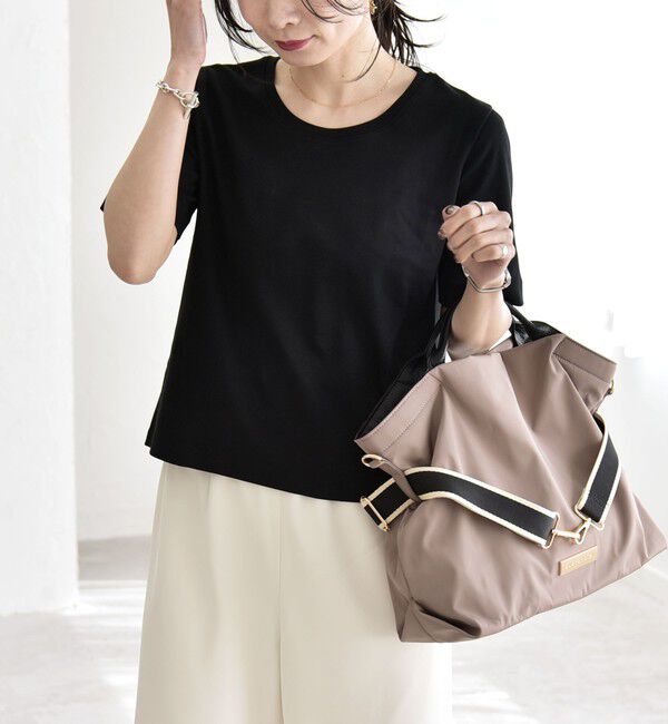 quaranciel「《予約》quaranciel:〈接触冷感/汗染み防止加工/洗濯機可能〉ベーシック コンパクト TEE」|Tシャツ・カットソー|ブラック