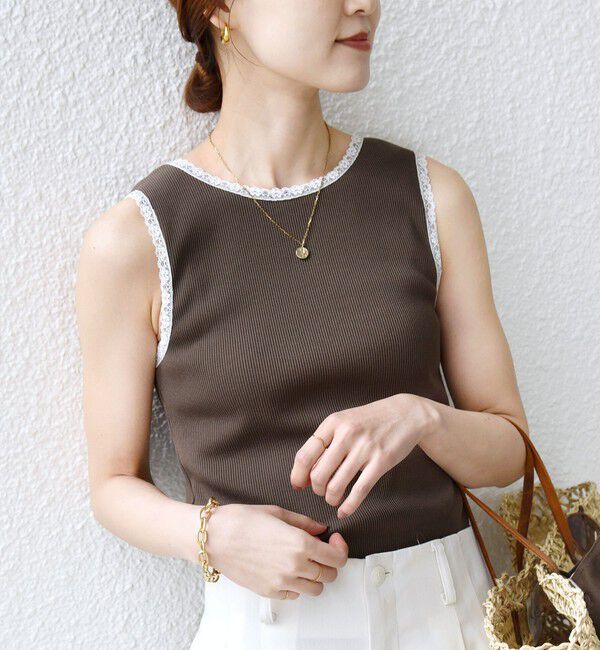 SHIPS for women「〈手洗い可能〉レース トリミング 2WAY タンクトップ」|タンクトップ|