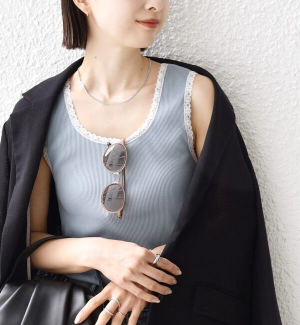 SHIPS for women「〈手洗い可能〉レース トリミング 2WAY タンクトップ」|タンクトップ|