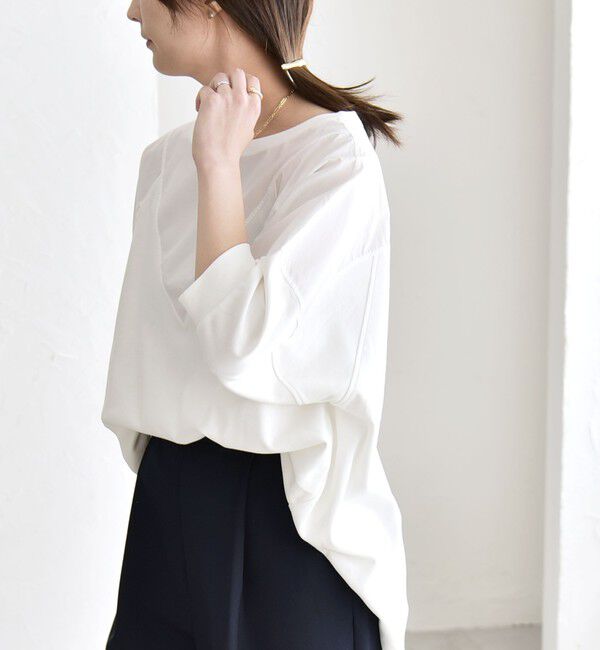 quaranciel「《予約》quaranciel:〈接触冷感/汗染み防止加工/洗濯機可能〉ドッキング Aライン カットソー」|Tシャツ・カットソー|