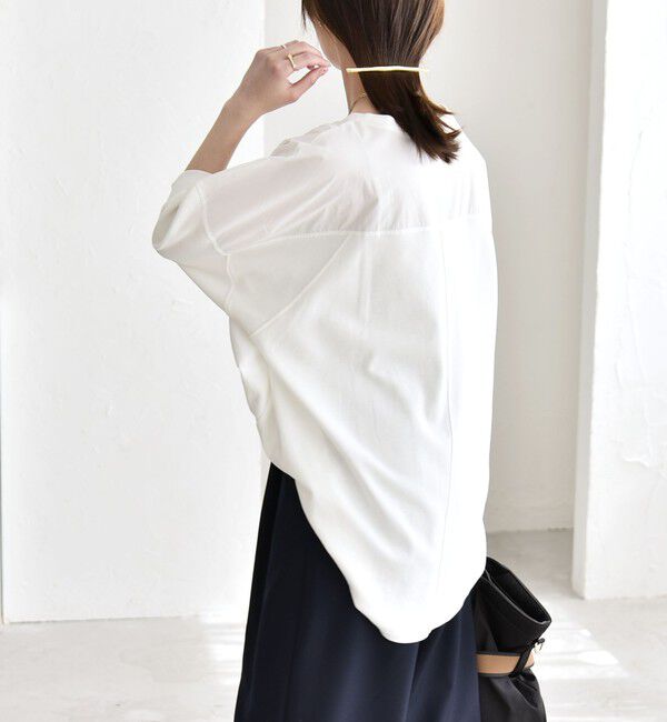 quaranciel「《予約》quaranciel:〈接触冷感/汗染み防止加工/洗濯機可能〉ドッキング Aライン カットソー」|Tシャツ・カットソー|