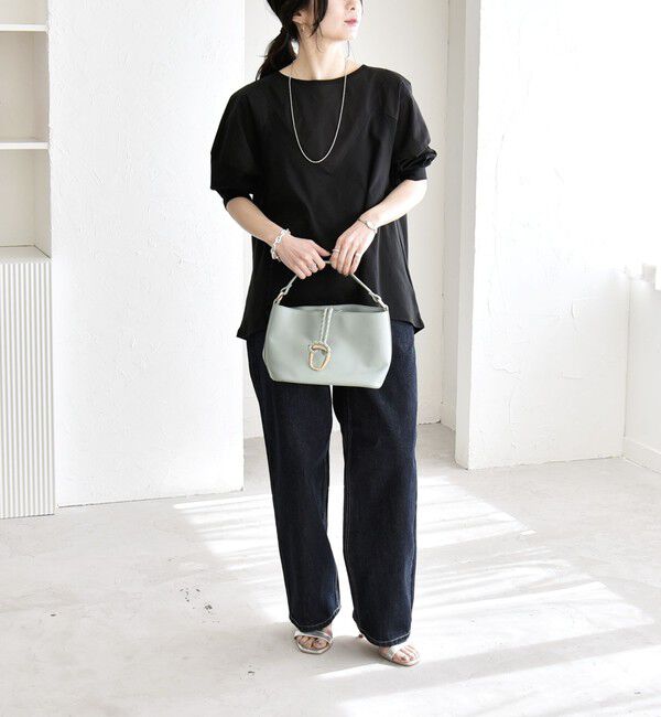 quaranciel「《予約》quaranciel:〈接触冷感/汗染み防止加工/洗濯機可能〉ドッキング Aライン カットソー」|Tシャツ・カットソー|