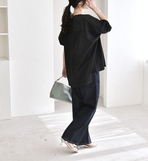 quaranciel「《予約》quaranciel:〈接触冷感/汗染み防止加工/洗濯機可能〉ドッキング Aライン カットソー」|Tシャツ・カットソー|