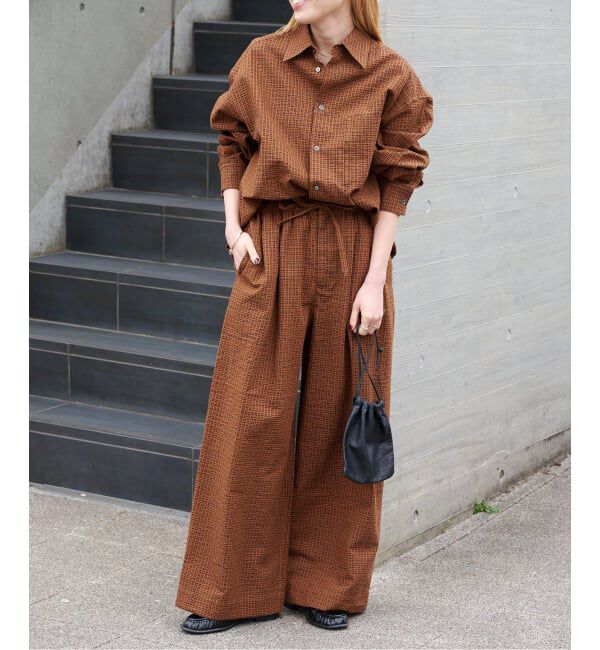 OUTDOOR PRODUCTS Usual Things「≪予約≫コットンサッカーチェックワイドシャツ セットアップ対応」|シャツ・ブラウス|