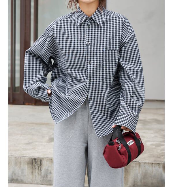 OUTDOOR PRODUCTS Usual Things「≪予約≫コットンサッカーチェックワイドシャツ セットアップ対応」|シャツ・ブラウス|