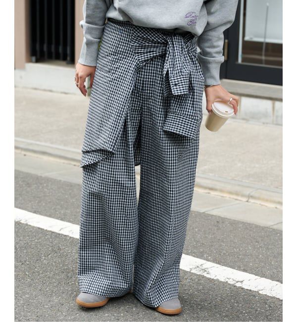 OUTDOOR PRODUCTS Usual Things「≪予約≫コットンサッカーチェックイージーパンツ セットアップ対応」|スラックス|