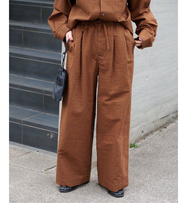 OUTDOOR PRODUCTS Usual Things「≪予約≫コットンサッカーチェックイージーパンツ セットアップ対応」|スラックス|