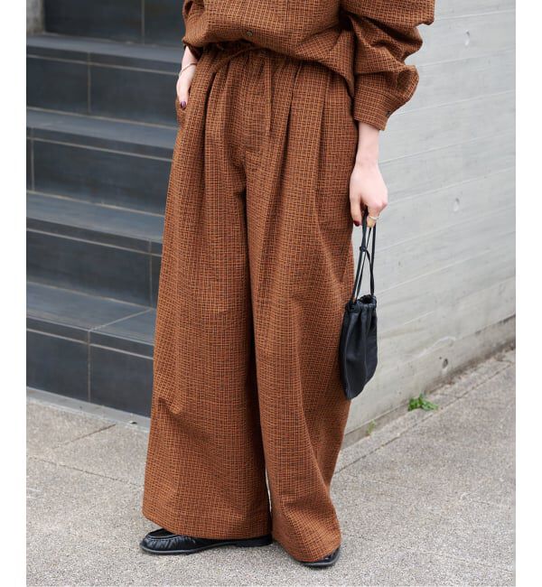 OUTDOOR PRODUCTS Usual Things「≪予約≫コットンサッカーチェックイージーパンツ セットアップ対応」|スラックス|