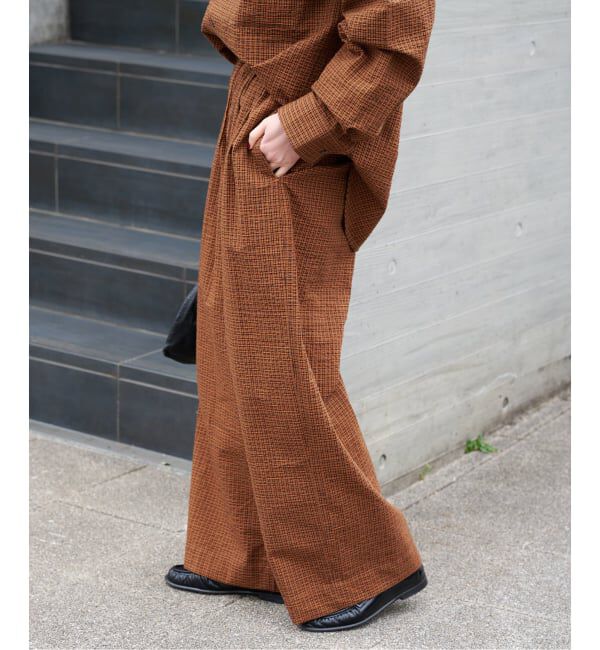 OUTDOOR PRODUCTS Usual Things「≪予約≫コットンサッカーチェックイージーパンツ セットアップ対応」|スラックス|