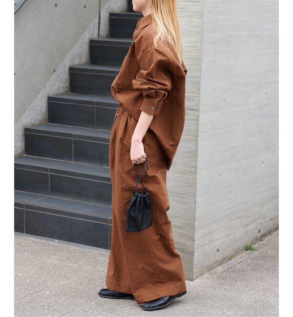 OUTDOOR PRODUCTS Usual Things「≪予約≫コットンサッカーチェックイージーパンツ セットアップ対応」|スラックス|