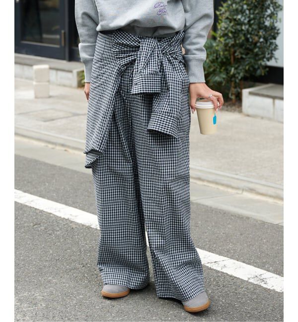 OUTDOOR PRODUCTS Usual Things「≪予約≫コットンサッカーチェックイージーパンツ セットアップ対応」|スラックス|