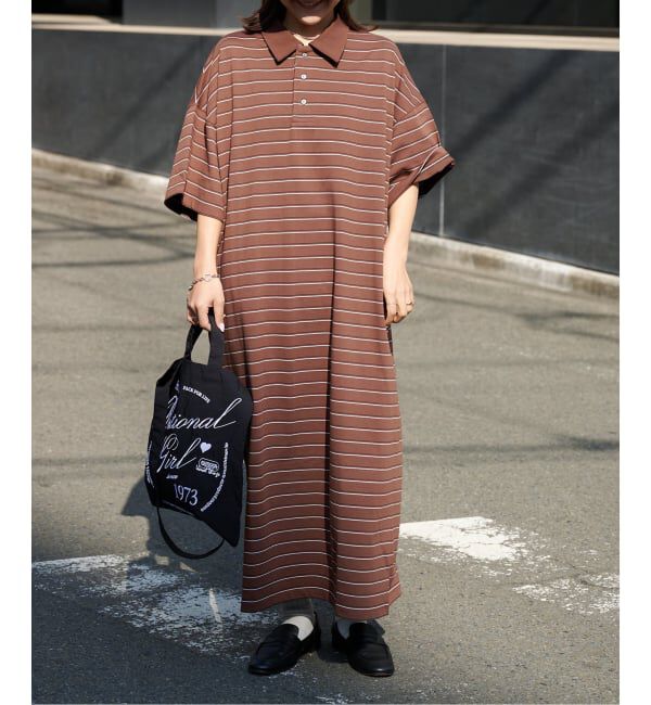 OUTDOOR PRODUCTS Usual Things「≪予約≫ボーダーポロシャツワイドワンピース」|ワンピース|