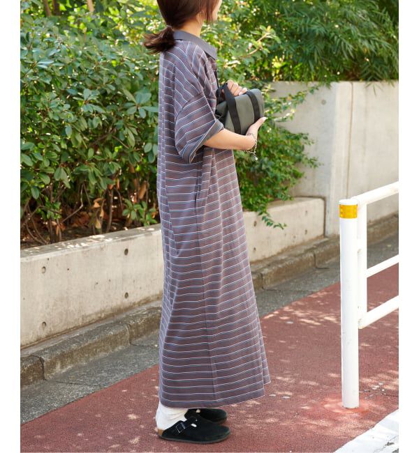 OUTDOOR PRODUCTS Usual Things「≪予約≫ボーダーポロシャツワイドワンピース」|ワンピース|