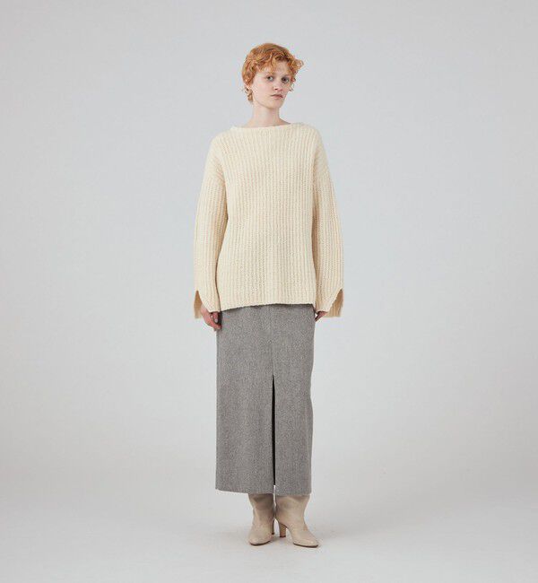 MACPHEE「ウールナイロンフランネル Iラインナロースカート」|タイト|