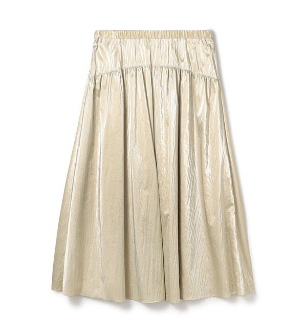 Ballsey「シャイニーコーティング ギャザーヨークロングスカート」|フレア|91 ゴールド