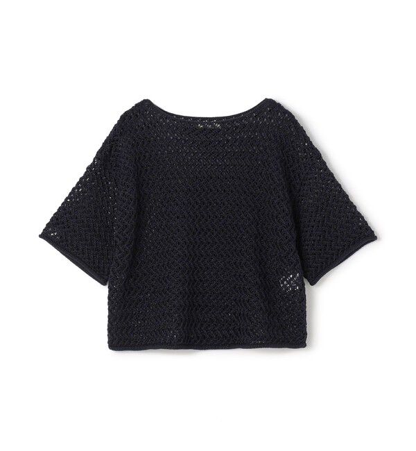 MACPHEE「メッシュコットン ボートネックプルオーバー」|ニット・セーター|69 ネイビー