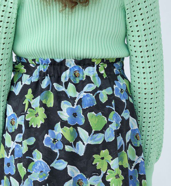 Ballsey「スプリングフラワープリント アシンメトリータックスカート」|フレア|