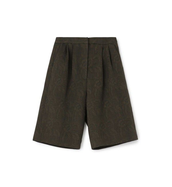 BACCA「コットンリネンジャガード ワイドタックショーツ」|その他|59 ダークグリーン