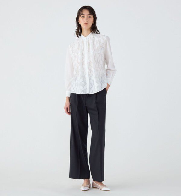 TOMORROWLAND collection「リーフカットジャカード コンビネーションブラウス」|シャツ・ブラウス|