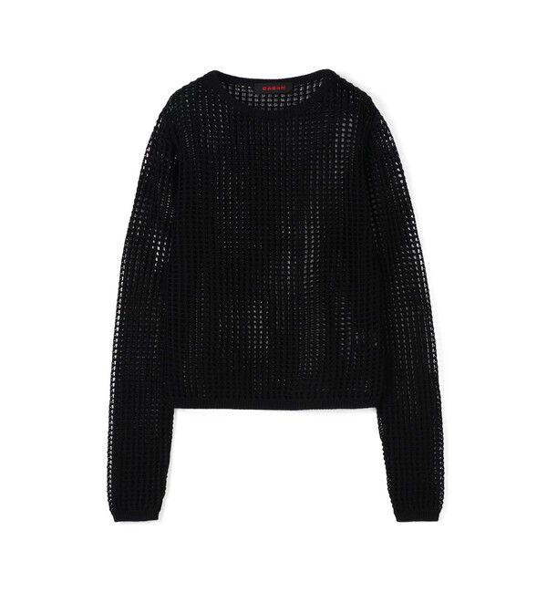 CABaN「コットンメッシュ クルーネックプルオーバー」|ニット・セーター|19 ブラック