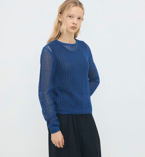 CABaN「コットンメッシュ クルーネックプルオーバー」|ニット・セーター|