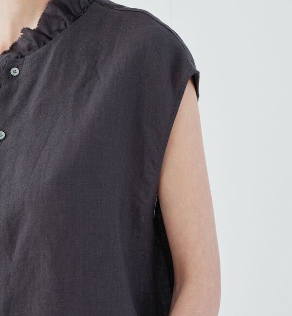 GALERIE VIE「リネンポプリン カットオフフリルブラウス」|シャツ・ブラウス|