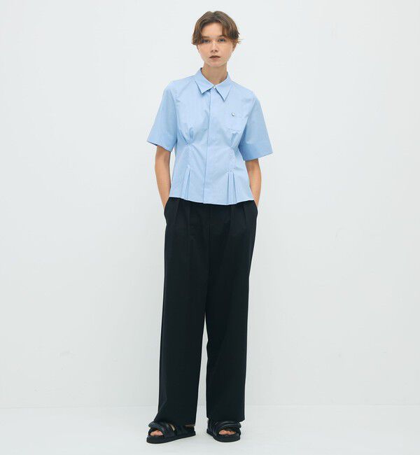 CABaN「コットンサテン ウエストタックシャツブラウス」|シャツ・ブラウス|