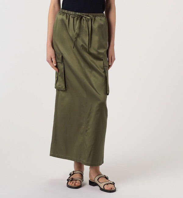MACPHEE「コットンレーヨンモールスキン カーゴマキシスカート」|タイト|