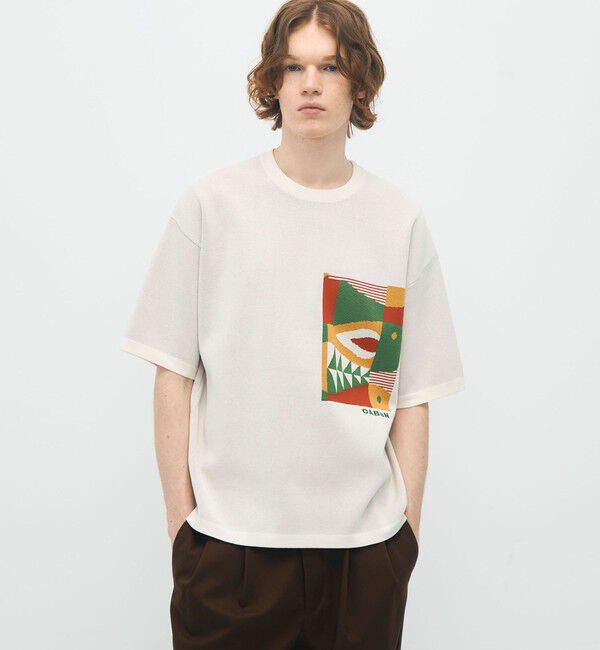 CABaN「CABaN フィッシュジャカード ハーフスリーブプルオーバー」|ニット・セーター|