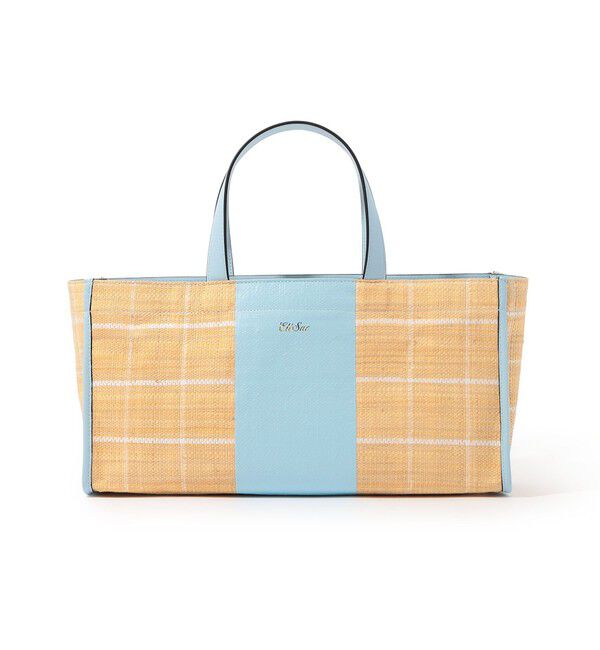 TOMORROWLAND GOODS「Ele`Sac CHECK WIDE TOTE バッグ」|ハンドバッグ|62 ライトブルー系