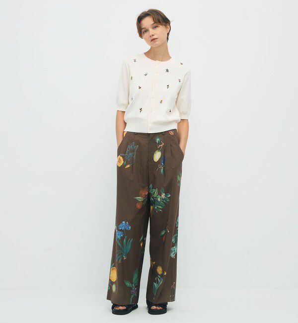 CABaN「CABaN コットン Green Showerプリント 2タックワイドパンツ」|チノ|