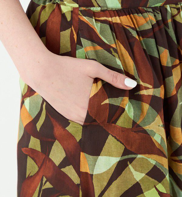 Ballsey「スタックリーフプリント ロングギャザースカート」|フレア|