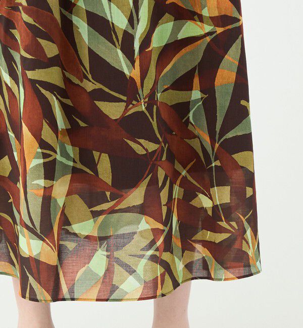 Ballsey「スタックリーフプリント ロングギャザースカート」|フレア|