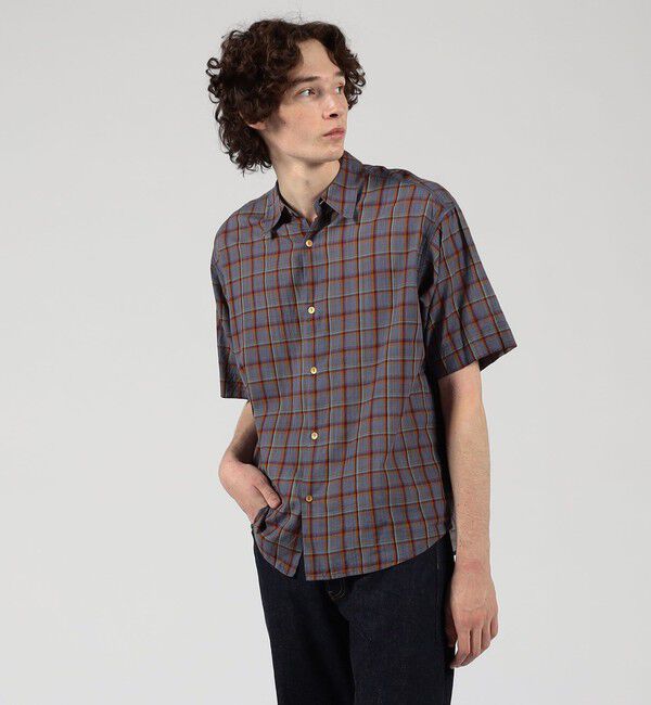 TOMORROWLAND MENS「インドコットン カスリチェック ハーフスリーブシャツ」|シャツ・ブラウス|