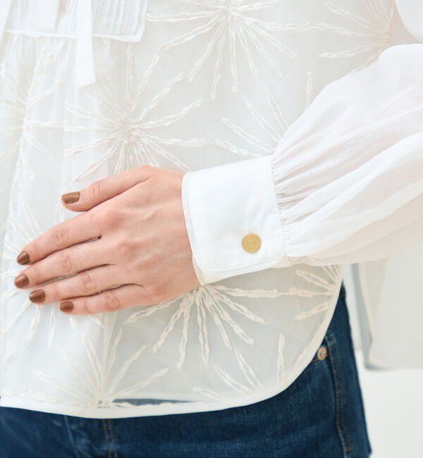 TOMORROWLAND collection「ホワイトコンビネーション エンブロイダリーボウタイブラウス」|シャツ・ブラウス|