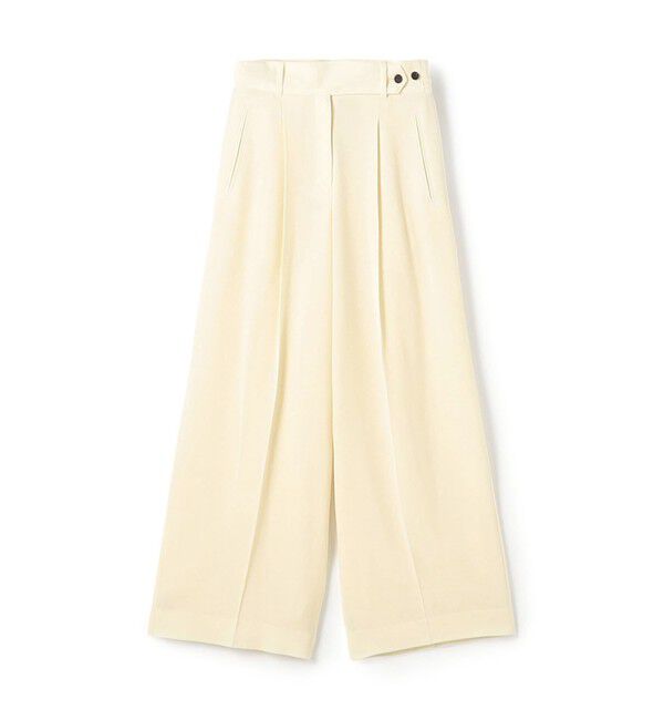 DES PRES「ウールジョーゼット タックワイドパンツ」|スラックス|11 ホワイト