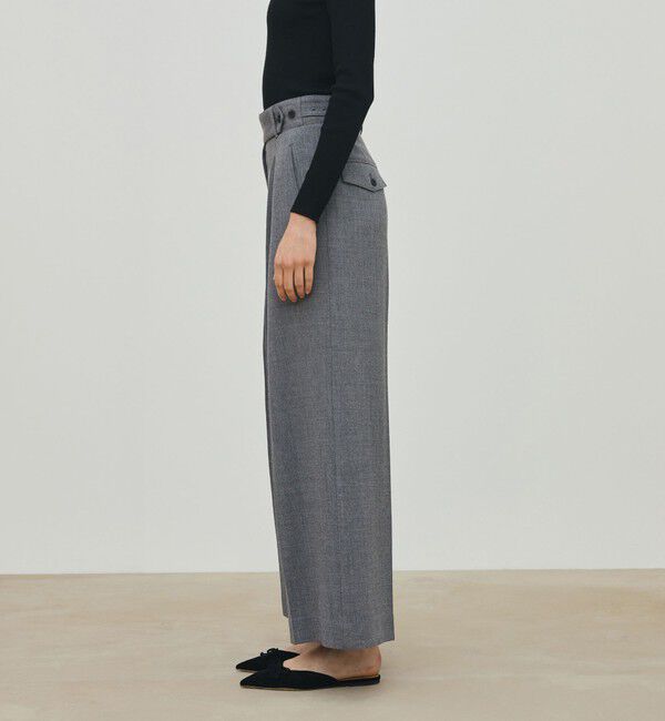 DES PRES「ウールジョーゼット タックワイドパンツ」|スラックス|